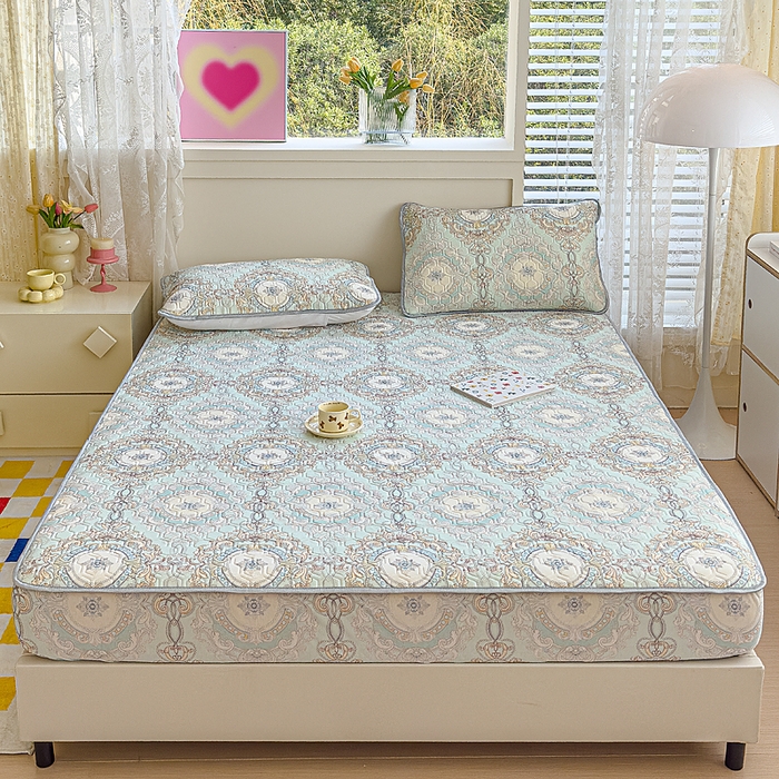 91家纺网 家纺一手货源 找家纺 小萌虎 2025新款凉感丝胶质凉席床笠款 小欧