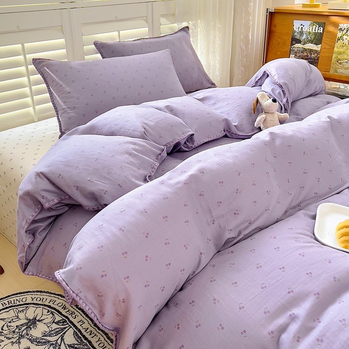 91家纺网 家纺一手货源 找家纺 田野家纺2025新款A类全棉双层纱四件套 伊甜