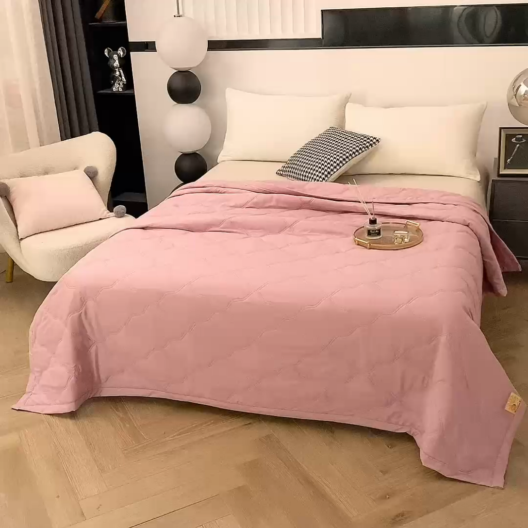 91家纺网 家纺一手货源 找家纺 爱派 2025新款纯色水洗棉夏被夏凉被空调被被子被芯 柔情玉