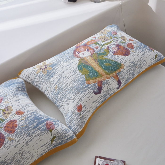 91家纺网 家纺一手货源 找家纺 （总）爱港家纺 2025新款全棉纱布-萌宠治愈系列枕巾枕套