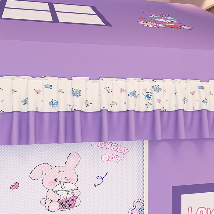 91家纺网 家纺一手货源 找家纺 迪凡保罗蚊帐 2025新款2505城堡款房型遮光防摔坐床蚊帐 奶萌兔兔