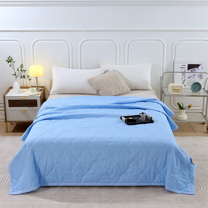 91家纺网 家纺一手货源 找家纺 爱派 2025新款纯色水洗棉夏被夏凉被空调被被子被芯 骑士蓝