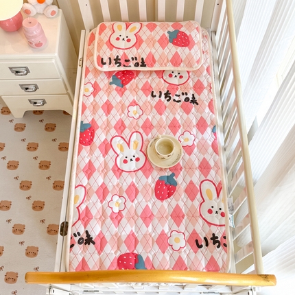 禧缘家纺（原梦想家） 2025新款A类儿童幼儿园学生宿舍绑带款夹棉床单全棉夹棉软垫  可爱兔