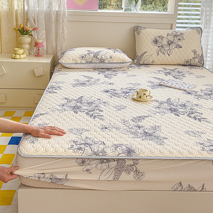 91家纺网 家纺一手货源 找家纺 小萌虎 2025新款凉感丝胶质凉席床笠款 水墨