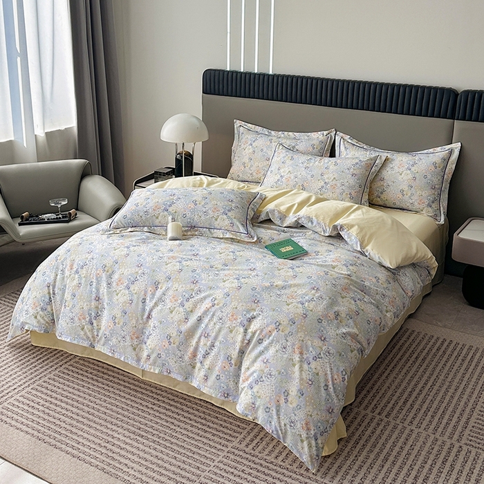 91家纺网 家纺一手货源 找家纺 眷恋家纺 2025年春夏全棉铂金棉13376数码印花四件套 富贵满园-兰