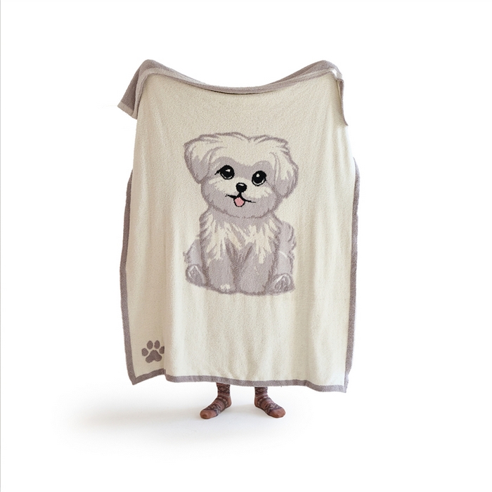 91家纺网 家纺一手货源 找家纺 暖绵绵家纺 2025新款半边绒系列盖毯披肩毯毯子-狗狗4小只【零售价不得低于161元】 狗狗4小只-麦达