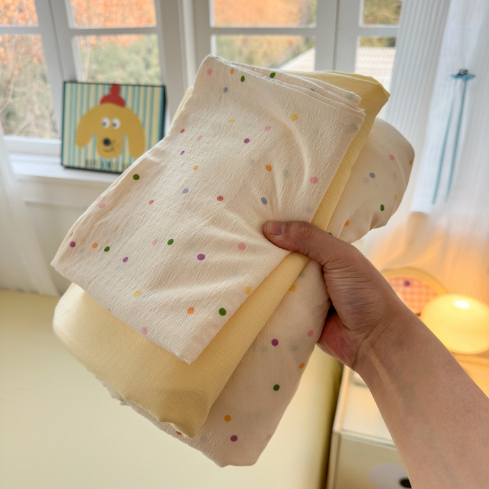 91家纺网 家纺一手货源 找家纺 玉海棠家纺 2025新款亲肤舒适小清新四件套 波点世界