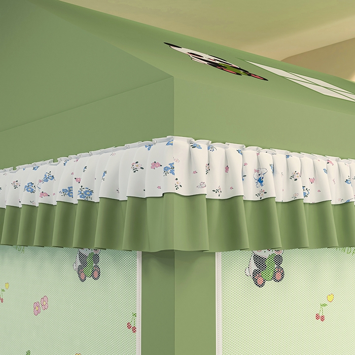 91家纺网 家纺一手货源 找家纺 迪凡保罗蚊帐 2025新款2505城堡款房型遮光防摔坐床蚊帐 贪吃熊猫