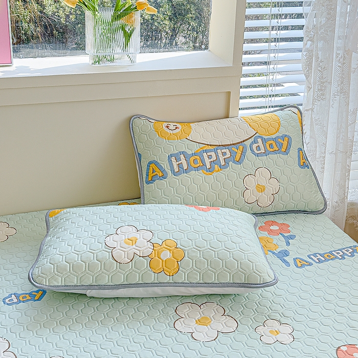 91家纺网 家纺一手货源 找家纺 小萌虎 2025新款凉感丝胶质凉席床笠款 可爱鸭