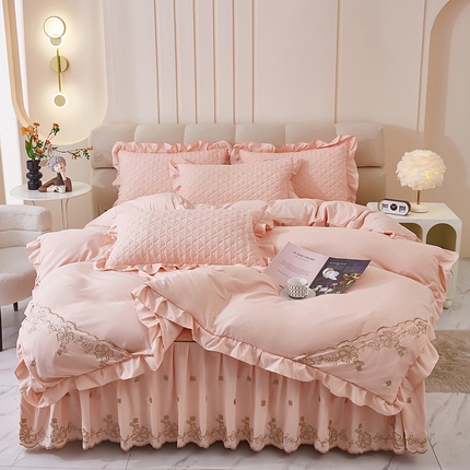 91家纺网 家纺一手货源 找家纺 （总）家之硕家纺 2025新款云朵棉刺绣床裙四件套