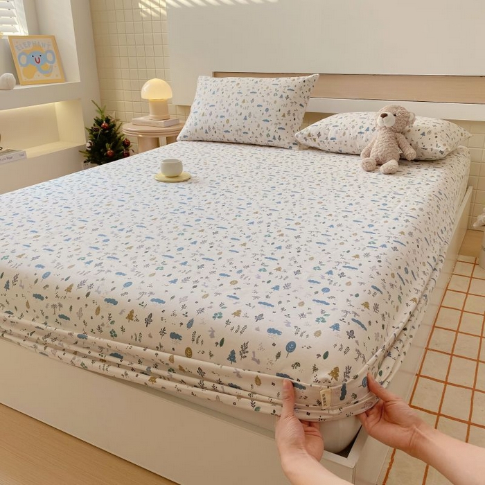 91家纺网 家纺一手货源 找家纺 ME/ERA HOME寐时代 2025新款全棉老粗布床笠款三件套 全棉卡通-丛林