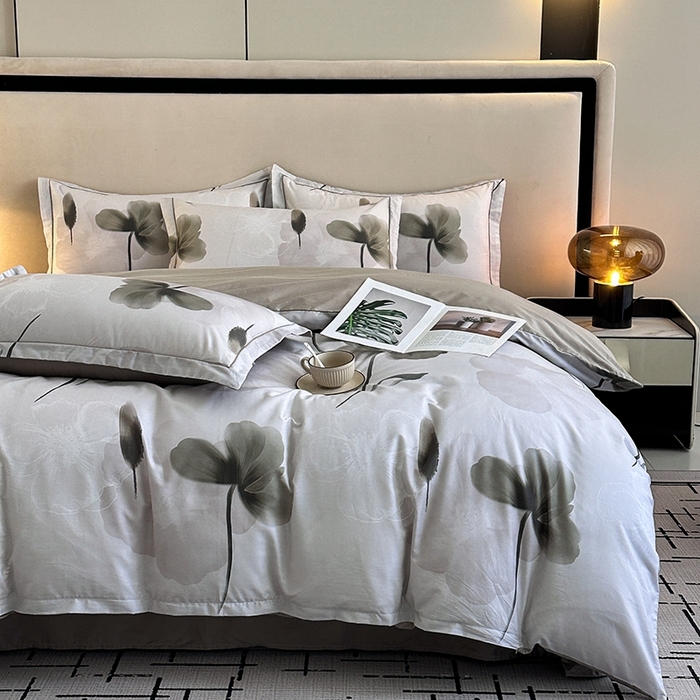 91家纺网 家纺一手货源 找家纺 眷恋家纺 2025年春夏全棉铂金棉13376数码印花四件套 爱的信仰-咖