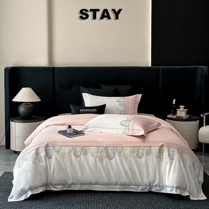 91家纺网 家纺一手货源 找家纺 理想家家纺 2025新款亲肤舒适纯棉刺绣四件套-茱丽叶 茱丽叶-粉