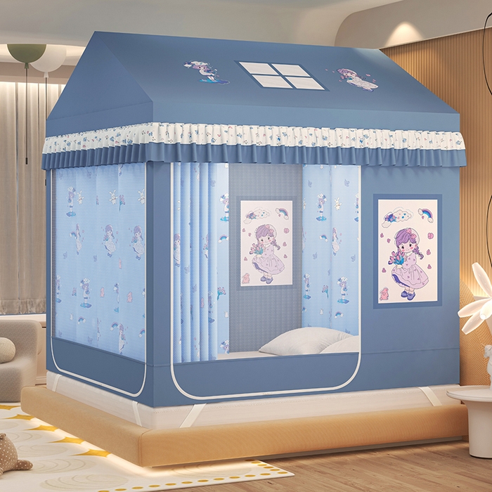 91家纺网 家纺一手货源 找家纺 迪凡保罗蚊帐 2025新款2505城堡款房型遮光防摔坐床蚊帐 梦幻少女