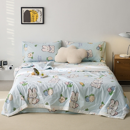 91家纺网 家纺一手货源 找家纺 （总）莱宁被业 2025新款喷气13070全棉印花夏被四件套