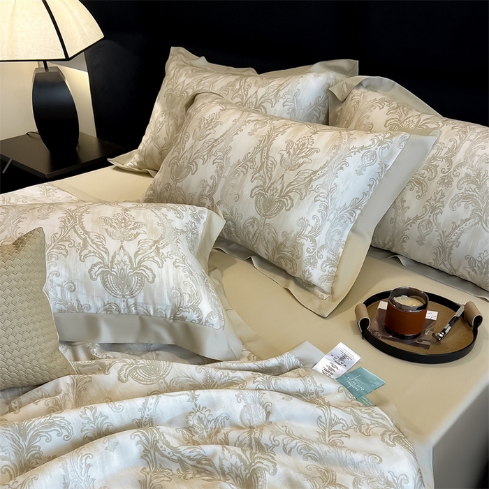 91家纺网 家纺一手货源 找家纺 朵希曼2025新款50天丝宽边夏被和夏被四件套系列 蒙娜