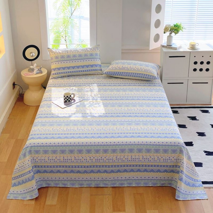 91家纺网 家纺一手货源 找家纺 ME/ERA HOME寐时代 2025新款三枚缎老粗布床单款三件套 律动