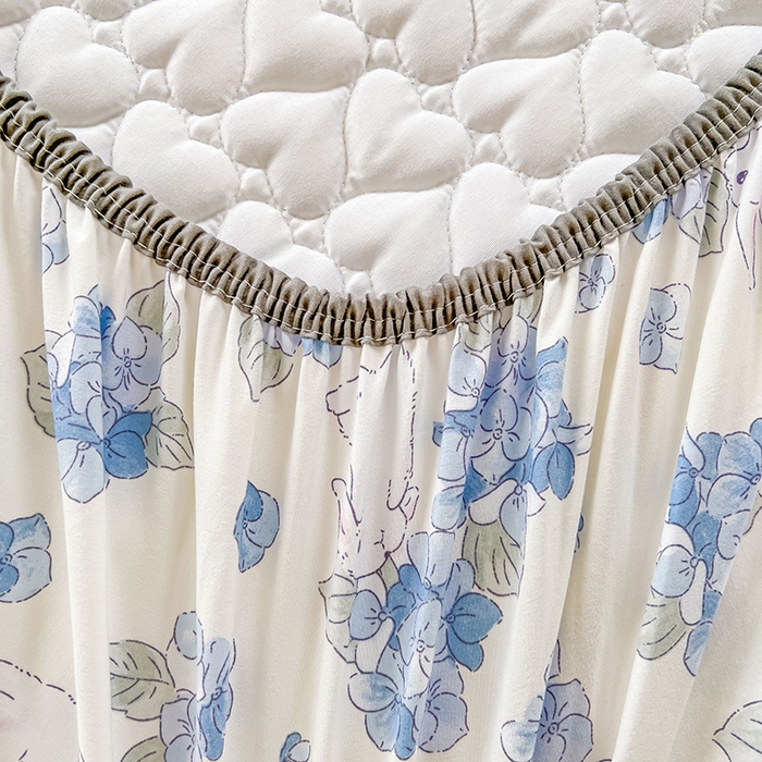 91家纺网 家纺一手货源 找家纺 眠势力 2025新款韩版花边床笠雪纺公主风ins夹棉四季款床罩保护套 兰花兔