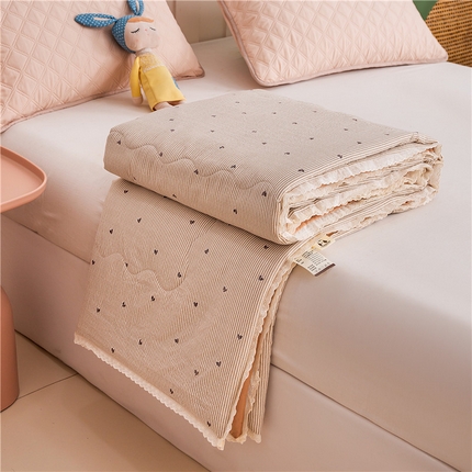 艺菲阁家纺 2025新款花边款小碎花A类云感双层纱夏被 倾心-米