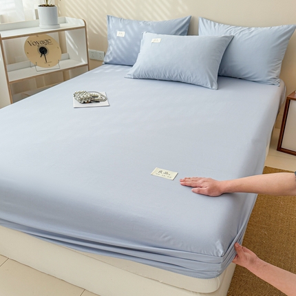 眠博士 2025新款简约纯色纯棉40支单床笠系列 40支床笠-浅蓝