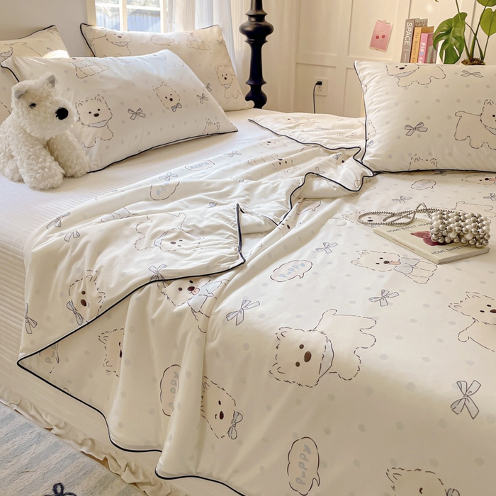 91家纺网 家纺一手货源 找家纺 优悦生活馆 2025新款凉感丝夏被夏凉被空调被 宠物狗