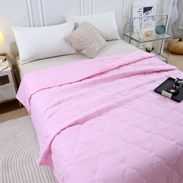 91家纺网 家纺一手货源 找家纺 爱派 2025新款纯色水洗棉夏被夏凉被空调被被子被芯 初恋粉