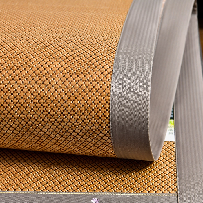 91家纺网 家纺一手货源 找家纺 小牛席业2025新款薰衣草冰藤席系列（冰藤席面）凉席藤席冰藤双面席冰丝席竹席凉席空调席草席三件套 薰衣草清香冰藤席-金色