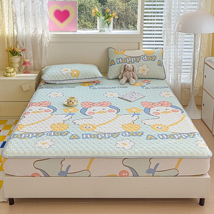 91家纺网 家纺一手货源 找家纺 （总）小萌虎 2025新款凉感丝胶质凉席床笠款