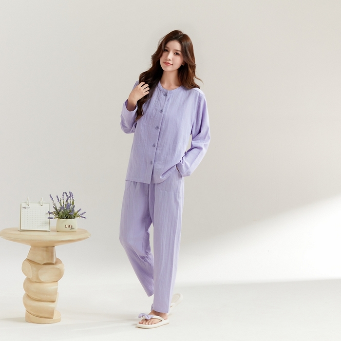 91家纺网 家纺一手货源 找家纺 玖弘家居 2025新款家居服系列-纯色系列【控价 抖音69.9  视频号  89.9   小红书  89.9】 纯色紫长袖女款