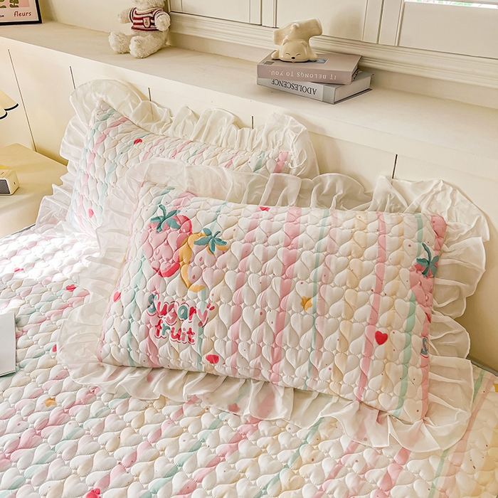 91家纺网 家纺一手货源 找家纺 眠势力2025新款韩版花边枕套公主风ins枕头套 糖果草莓