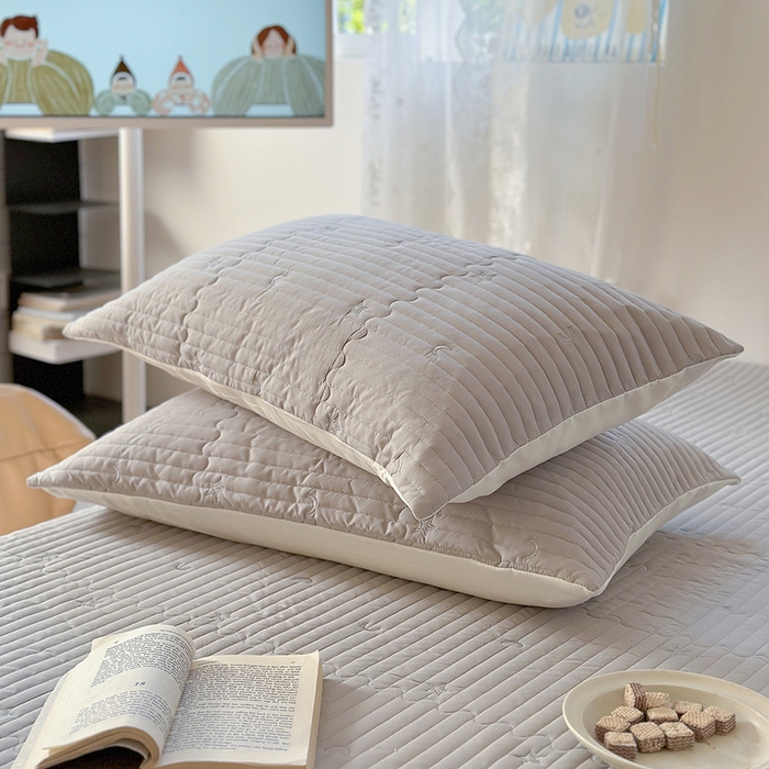 91家纺网 家纺一手货源 找家纺 优悦生活馆 2025新款亲肤舒适水洗棉夹棉床盖 星愿-灰