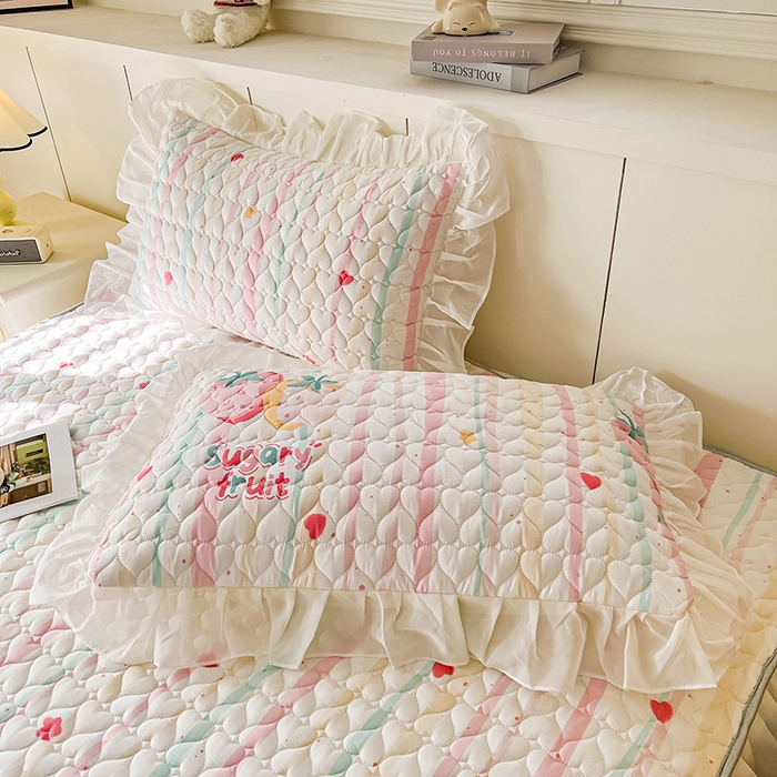 91家纺网 家纺一手货源 找家纺 眠势力2025新款韩版花边枕套公主风ins枕头套 糖果草莓