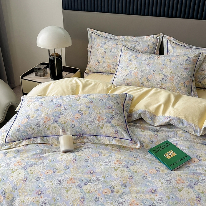 91家纺网 家纺一手货源 找家纺 眷恋家纺 2025年春夏全棉铂金棉13376数码印花四件套 富贵满园-兰