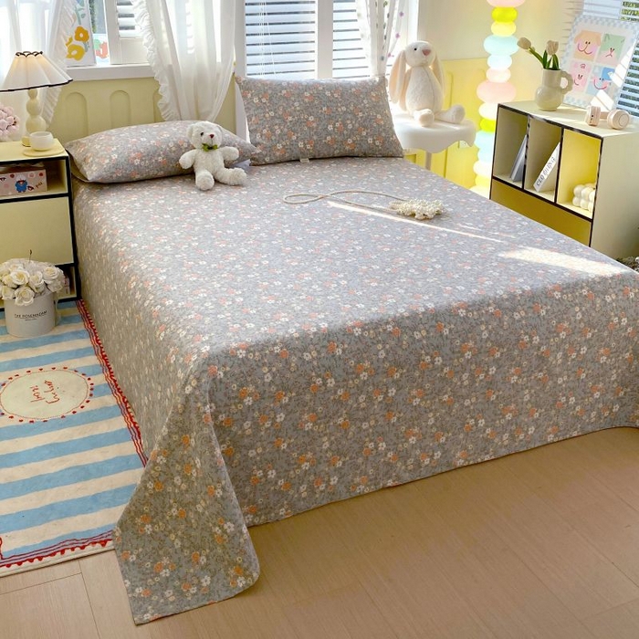 91家纺网 家纺一手货源 找家纺 ME/ERA HOME寐时代 2025新款三枚缎老粗布床单款三件套 空谷幽兰