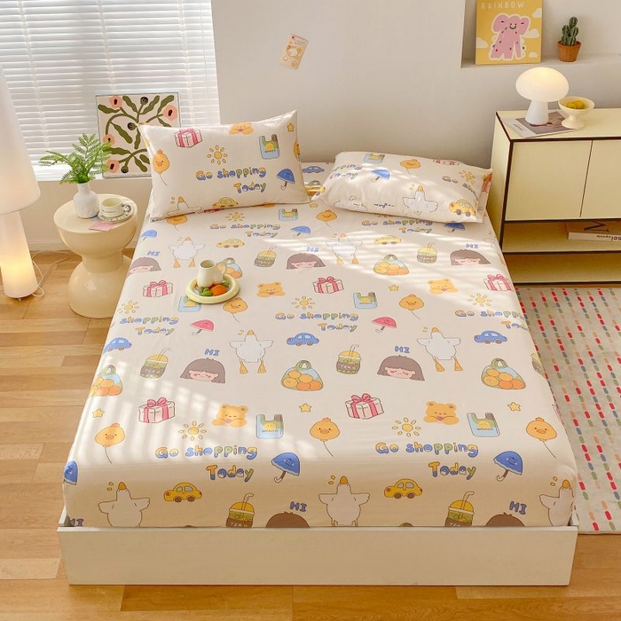 91家纺网 家纺一手货源 找家纺 ME/ERA HOME寐时代 2025新款三枚缎老粗布床笠款三件套 快乐心情