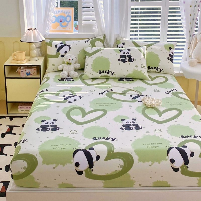 91家纺网 家纺一手货源 找家纺 ME/ERA HOME寐时代 2025新款全棉老粗布床笠款三件套 全棉卡通-熊猫