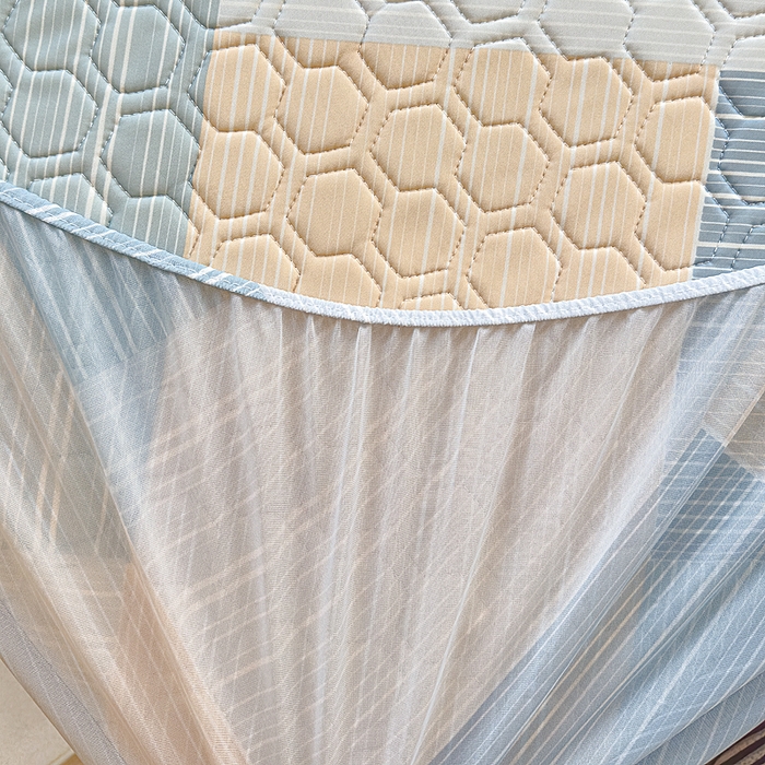 91家纺网 家纺一手货源 找家纺 小萌虎 2025新款凉感丝胶质凉席床笠款 幸运条纹