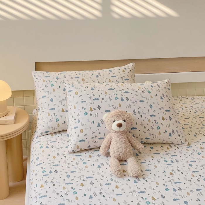 91家纺网 家纺一手货源 找家纺 ME/ERA HOME寐时代 2025新款全棉老粗布床笠款三件套 全棉卡通-丛林