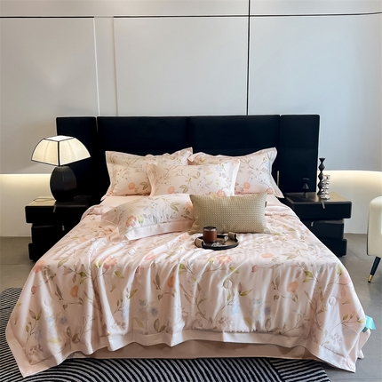 91家纺网 家纺一手货源 找家纺 （总）朵希曼2025新款50天丝宽边夏被和夏被四件套系列