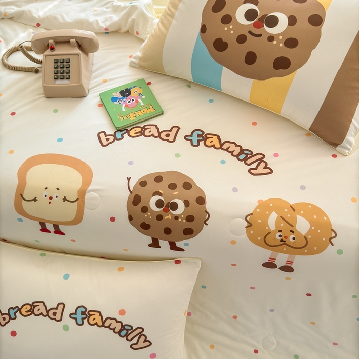 91家纺网 家纺一手货源 找家纺 星期八 2025新款针织棉夏被四件套 曲奇饼干