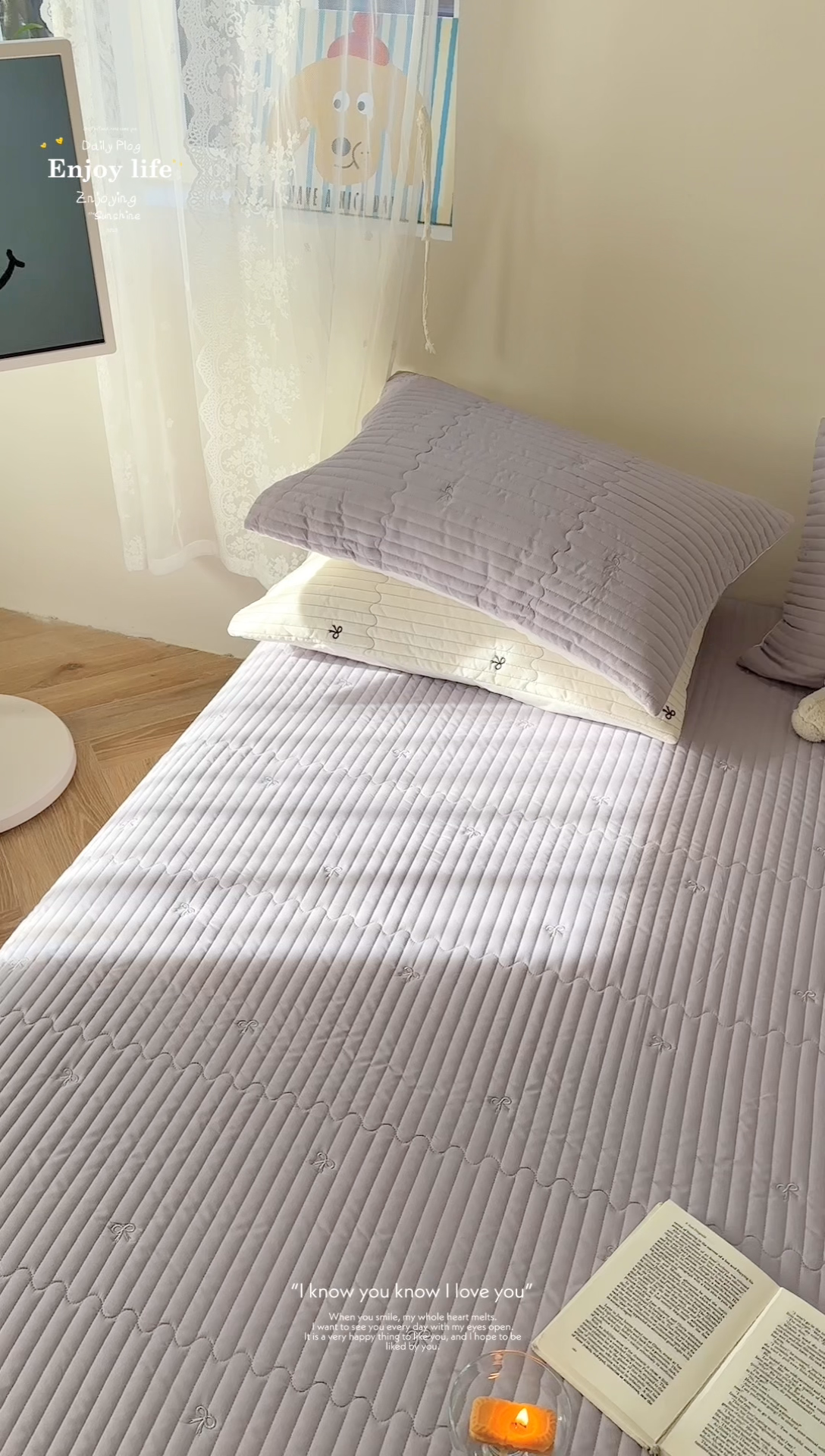 91家纺网 家纺一手货源 找家纺 优悦生活馆 2025新款亲肤舒适水洗棉夹棉床盖 幻蝶-紫