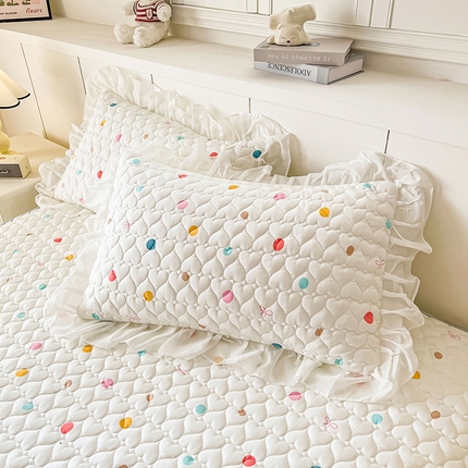 91家纺网 家纺一手货源 找家纺 眠势力2025新款韩版花边枕套公主风ins枕头套 彩色波点