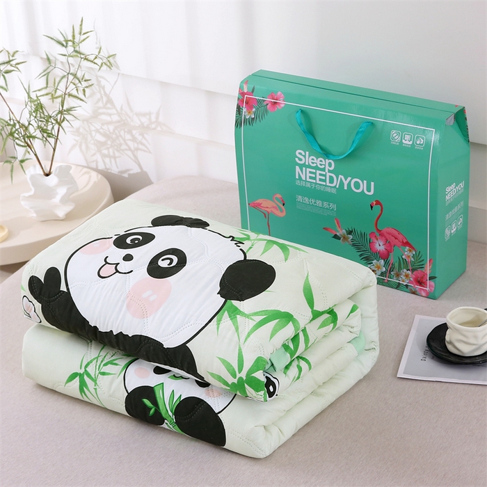 91家纺网 家纺一手货源 找家纺 爱派  2025新款直播爆款印花水洗棉夏被夏凉被空调被被子被芯 国宝小熊