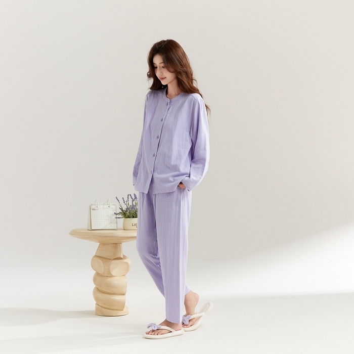 91家纺网 家纺一手货源 找家纺 玖弘家居 2025新款家居服系列-纯色系列【控价 抖音69.9  视频号  89.9   小红书  89.9】 纯色紫长袖女款