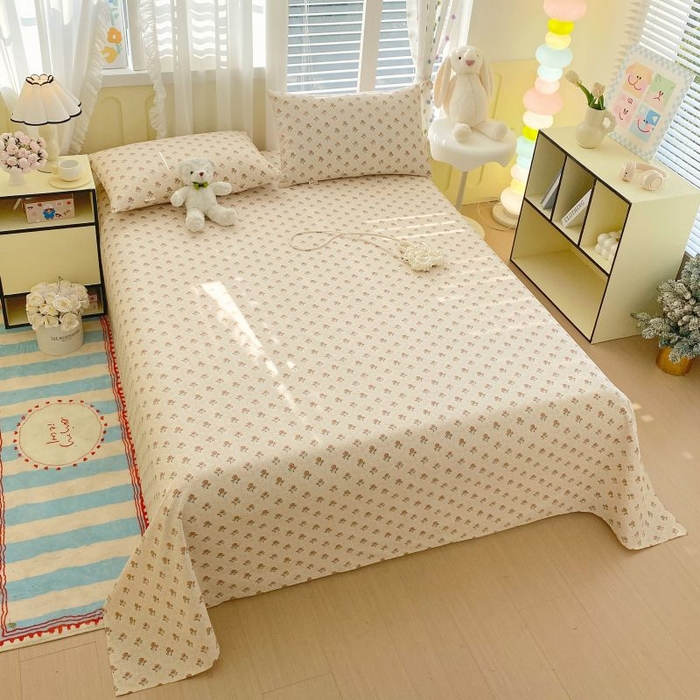 91家纺网 家纺一手货源 找家纺 ME/ERA HOME寐时代 2025新款三枚缎老粗布床单款三件套 玫瑰花园