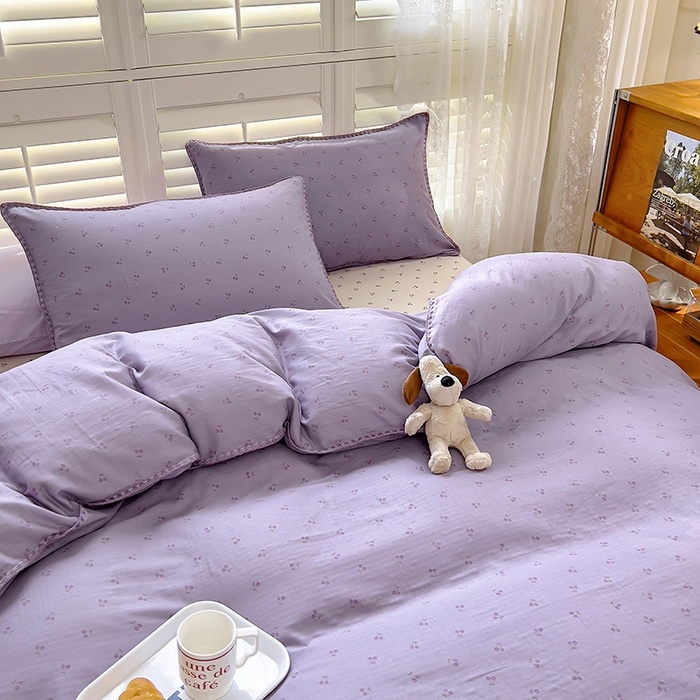 91家纺网 家纺一手货源 找家纺 田野家纺2025新款A类全棉双层纱四件套 伊甜