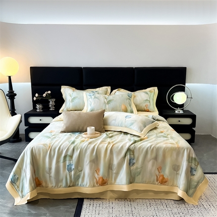 91家纺网 家纺一手货源 找家纺 （总）朵希曼2025新款60支天丝镂空印花夏被和夏被四件套系列