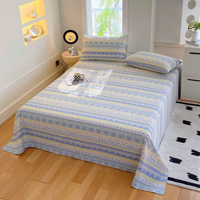 91家纺网 家纺一手货源 找家纺 ME/ERA HOME寐时代 2025新款三枚缎老粗布床单款三件套 律动