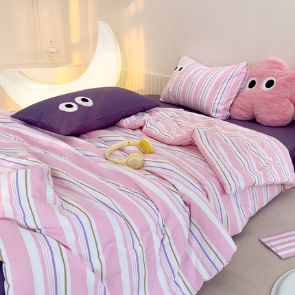 91家纺网 家纺一手货源 找家纺 （总）老帅的工厂店 2025新款多巴胺水洗云朵棉大眼睛系列夏被四件套