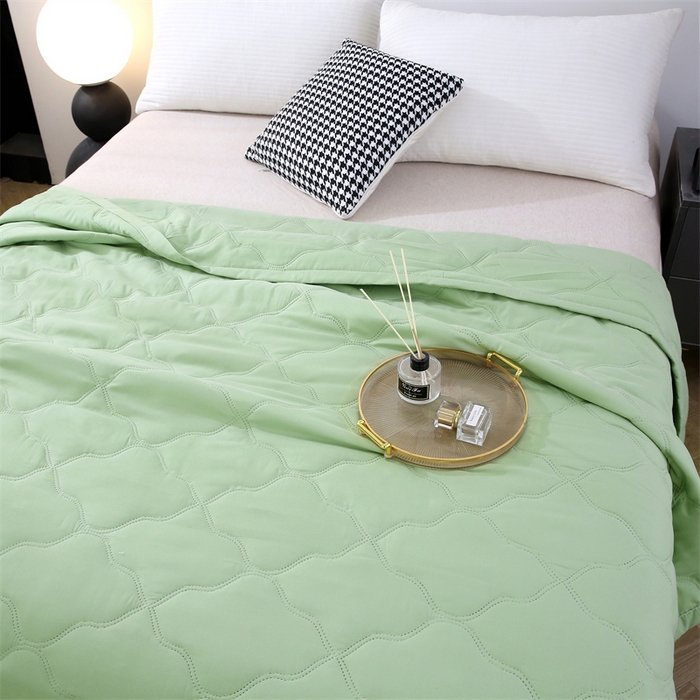 91家纺网 家纺一手货源 找家纺 爱派 2025新款纯色水洗棉夏被夏凉被空调被被子被芯 果绿色